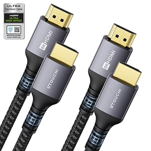 Câbles HDMI 10K 8K Paquet de 2 6,6 pieds, Stouchi (certifié) Câble HDMI® ultra haute vitesse 48 Gbit/s pour jeux PS5 4K à 120 Hz, téléviseurs 8K à 60 Hz, eARC Dolby Atmos...