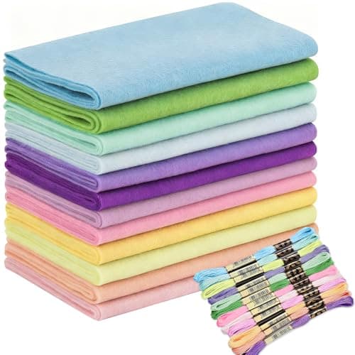 Wonninek 12 Rolls Soft Felt Fabric Sheets 8''x35'' Macarone 1.4mm Thick Assorted Colors Felt Pack Sheets Bulk for DIY Craft Sewing Needle Nonwoven...