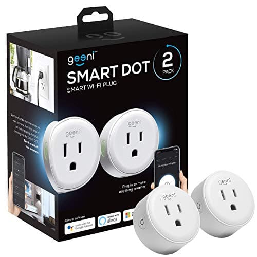 Prise intelligente Geeni Dot avec connectivité WiFi 2,4 GHz – Pack de 2 prises de courant intelligentes compactes et résistantes au feu avec programmation et minuterie – Aucun hub nécessaire,...