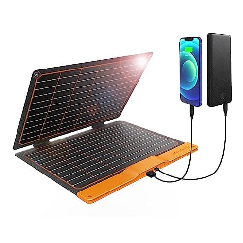 FlexSolar 20W Solar Panel Charger 5V USB-A USB-C Output Portable Foldable Small Power IP67 Waterproof Camping Backpacking Hiking Emergency for...