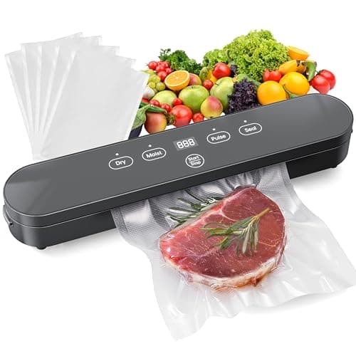 Vacuum Sealer, Automatic Food Preservation System with Digital Display, 75Kpa Super Suction Power, 20 Food Preservation Bags Included, Dry/Moist...