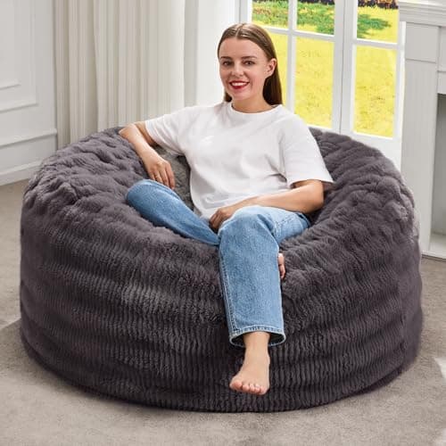 Hobestluk Bean Bag Chairs Beanbag Chair with Filler Adult Bean Bags with Washable Cover, Giant Bean Bag Chairs for Living Room Bedroom (Dark Grey,...
