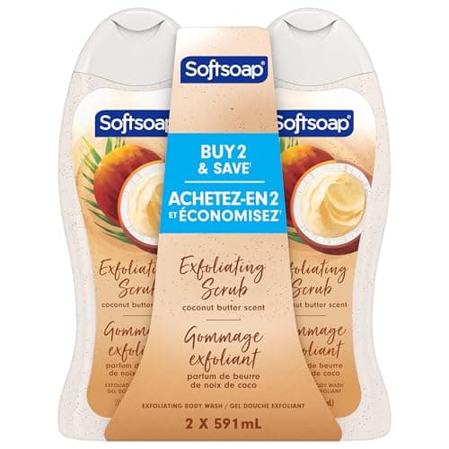 Gommage exfoliant pour le corps Softsoap au beurre de noix de coco et au jojoba, 591 ml (paquet de 2) – Exfoliation hydratante et douce pour une peau douce et lisse...