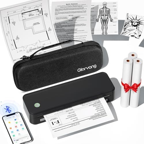 Gloryang Inkless Portable Printer for Travel, Wireless Thermal Printer Supports 8.5 x 11 Inch & A4 Size, Bluetooth Printer Includes Carry Case and...