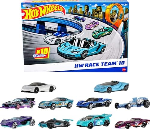 Hot Wheels 10-Pack of Toy Race Cars, Includes 1:64 Scale Corvette, Lamborghini, McLaren & Hot Wheels Originals