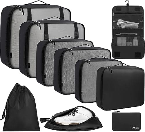 BAGAIL 10 Set Cubes d'emballage Différentes Tailles Organisateur d'emballage pour Accessoires de Voyage Bagages Valise à Main-Noir