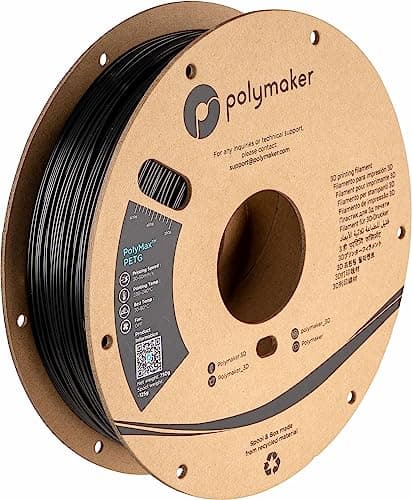Filament d'imprimante 3D Polymaker PolyMax Tough PETG 1,75 mm noir 0,75 kg, filament d'impression 3D PETG+ noir plus résistant, résistance à la chaleur plus élevée...