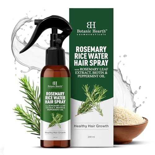 Botanic Hearth Rosemary Rice Water Hair Spray, Strengthening & Moisturizing Hair Treatment for Thinning & Damaged Hair, All Hair Types, 6.8 fl oz