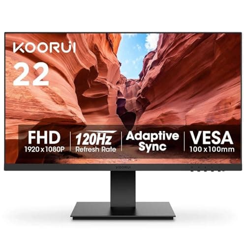 Moniteur d'ordinateur KOORUI 22 pouces, écran de bureau FHD 1080P VA, lunette ultra fine 100 Hz/soin des yeux/inclinaison ergonomique, moniteur LED avec ports HDMI VGA pour PC,...