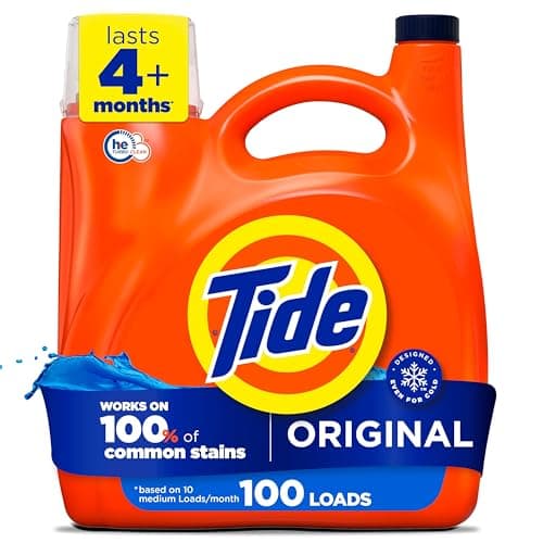 Tide Laundry Detergent Liquid, Original Scent, Works on 100% of Common Stains, Laundry Soap, Liquid Laundry Detergent, 100 Loads, 3.9 L