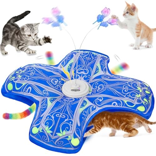 Qraxond Interactive Cat Toys for Indoor Cats,[Newly Upgraded] Rechargeable Touch Activated Hide and Seek Kitten Toy with Fluttering