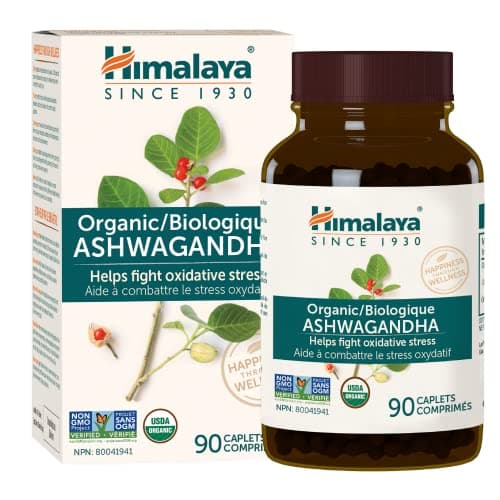 Ashwagandha biologique de l'Himalaya, 90 caplets, approvisionnement de 3 mois, certifié biologique par l'USDA, sans OGM, supplément sans gluten, 100 % poudre d'Ashwagandha et...
