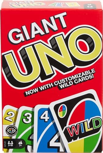Mattel Games Jeu de cartes géant UNO pour enfants, adultes et familles, grand jeu accessible et personnalisable pour daltoniens