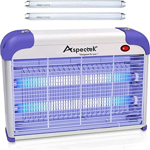 ASPECTEK 20W Indoor Bug Zapper, Electric Mosquito, Fly, Fungus Gnat, Moth Trap 2800V, 2 Replacement Bulbs for Kitchen, Livingroom, Bathroom,...