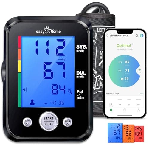 Tensiomètre à usage domestique : pas de Bluetooth, synchronisation des données via Smart Scan vers l'application MyHeartPal gratuite - Easy@Home Upper Arm Large Cuff BP Machine -...