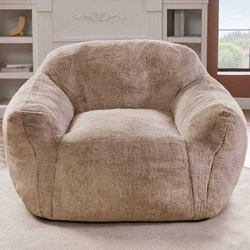 Pouf géant pour adultes, grands poufs en mousse à mémoire de forme, canapé pouf surdimensionné avec rembourrage, grande chaise de lecture en fausse fourrure, canapé de sol confortable...
