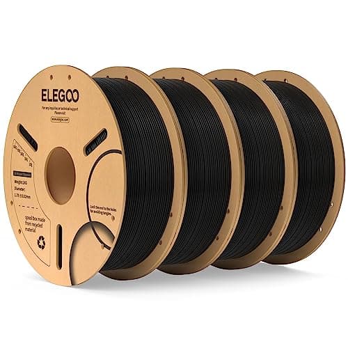 Filament ELEGOO PLA 1,75 mm noir 4 kg, précision dimensionnelle du filament d'imprimante 3D +/- 0,02 mm, paquet de 4 bobines de carton de 1 kg (2,2 lb) Filament d'impression 3D...