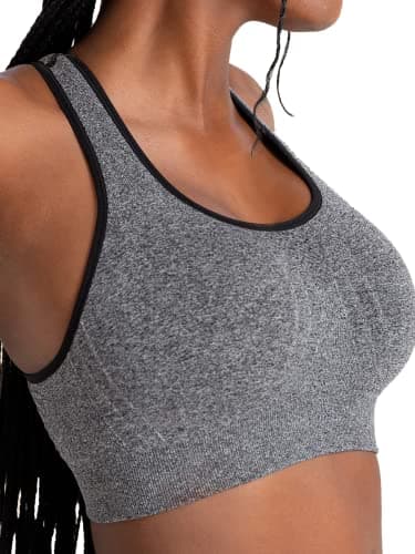 SHAPERMINT Seamless Racerback Wireless Sports Bra for Women with Removable Cups | Low Compression Womens Workout Tops | from Small to Plus Size...