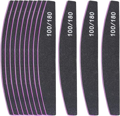 Professional Nail Files,12PCS 100/180 Grit Double-Sided Emery Board Nail File Set, Washable Nail Files Tools for Manicure