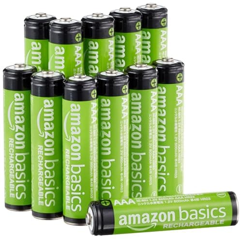 Amazon Basics Lot de 12 piles rechargeables AAA Performance 800 mAh, préchargées, recharge jusqu'à 1 000 fois