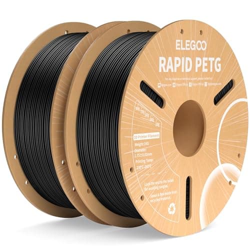 ELEGOO Rapid PETG Filament 1.75mm Black 2KG, 3D Printer Filament Max 600 mm/s High Speed Printing, Dimensional Accuracy +/- 0.02 mm Fit Most FDM...