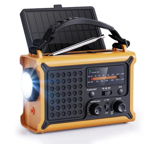 Radio d'urgence 12 000 mAh avec énergie solaire et manivelle – Alerte météo NOAA, radio AM/FM, banque d'alimentation et lampe de poche 5 W – pour le camping et la survie au Canada