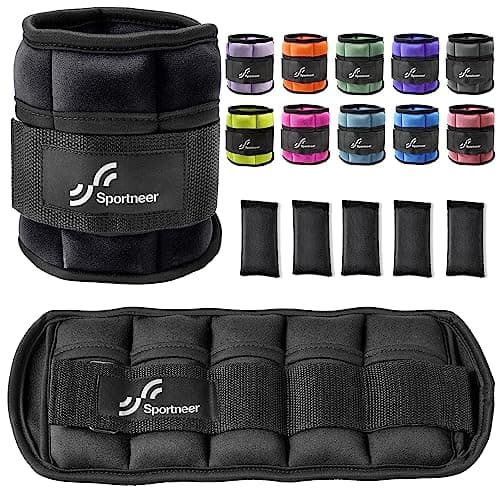 Sportneer Adjustable Ankle Weights 1 Pair 2 4 6 8 10 Lbs Leg Weight Straps for Women Men, Weighted Ankle Weights Set for Gym, Fitness, Workout,...