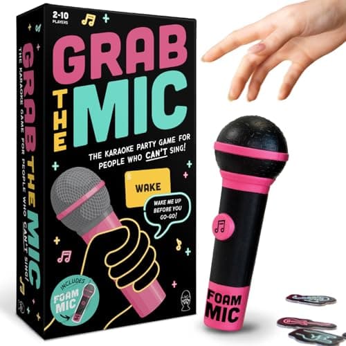 Lucky Egg Exciting Grab The Mic (English Version) - The Family Karaoke Game 8+ Year Olds, 2-10 Players - Board Game for Bad Singers - 250 Lyrics...