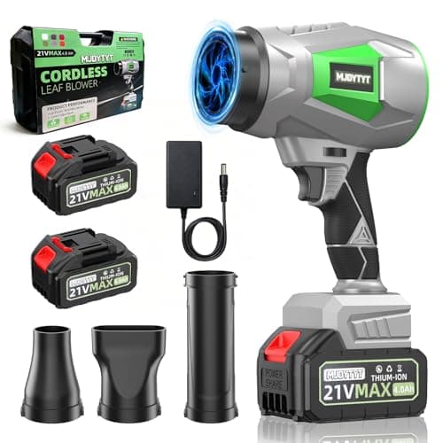 Cordless Leaf Blower with 2×21V 4.0Ah Batteries & Toolbox, 600000 RPM High Speed Handheld Blower with 160MPH Turbo Airflow, 6 Speeds Adjustable,...