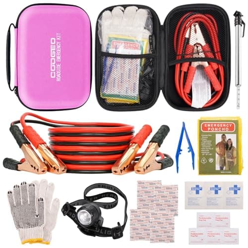 Kit d'urgence d'assistance routière Sac polyvalent, Premium avec câble de démarrage de batterie Kit automobile pour voiture, véhicule, camion ou SUV pour hommes ou...