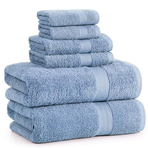 Ensemble de serviettes de bain 6 pièces - Serviettes de bain 100 % coton, serviettes de bain extra larges, serviettes d'hôtel, 2 serviettes de bain, ensembles de salle de bain, 2 serviettes à main pour...