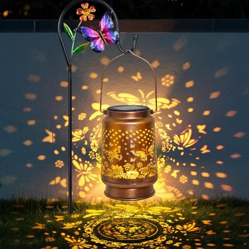 Ninonly Solar Garden Lights Decor, Waterproof Solar Lanterns Hanging Lights Hollow Out Retro Metal LED for Yard Patio Path Outdoor, Women Gifts for...