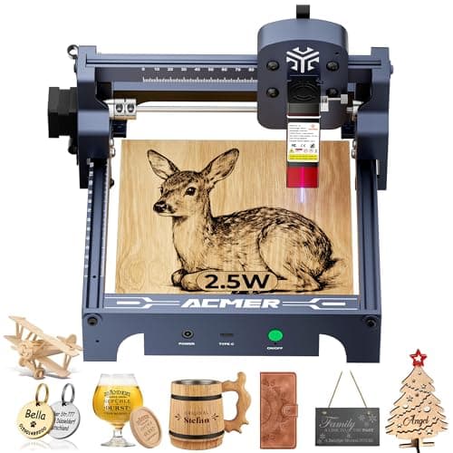 Graveur laser ACMER S1, machine de gravure laser 2500 mW Machine de découpe et de gravure de bois de plus grande précision avec zone de travail 130 x 130 mm, laser 0,04 mm...