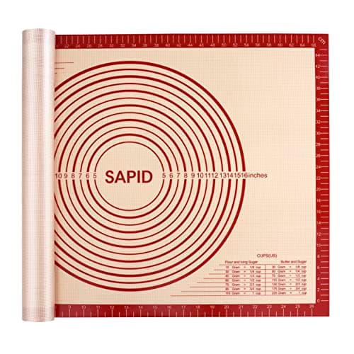 Tapis à pâtisserie en silicone extra épais Sapid (20"× 28") antidérapant avec mesures pour tapis de cuisson en silicone antiadhésif extra large, roulage de la pâte, croûte à tarte,...
