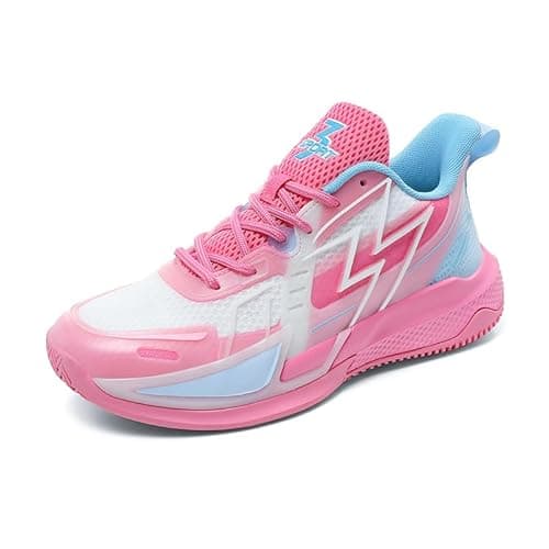 Bacury Chaussures de basket-ball pour femmes, baskets à la mode, confortables, unisexes, athlétiques, légères, antidérapantes, chaussures de volley-ball de sport de plein air, Rose, 7.5 Women/6.5...