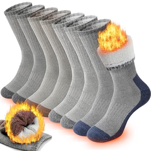 ProEtrade Merino Wool Hiking Socks for Men & Women Thermal Winter Warm Crew Thick Cushion Work Cozy Socks 4 Pairs Gifts Stockling Stuffers for Men...