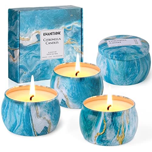 KWANITHINK Citronella Candle, 4 x 125g Citronella Scented Candles, Natural Soy Wax Candles Outdoor Indoor for Home Patio Garden Camping, 4 x 30...