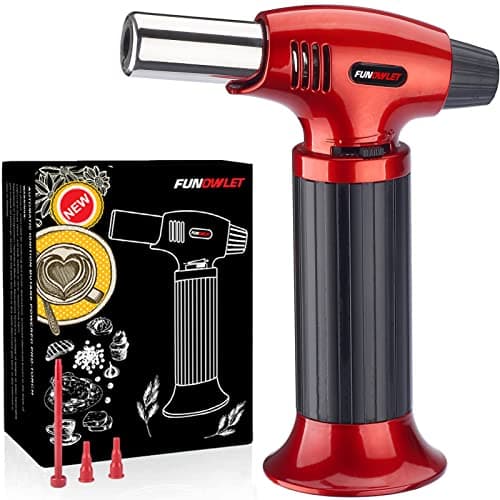 FunOwlet Butane Torch Lighter, Refillable Kitchen Blow Lighters, Culinary Cooking Torches with Safety Lock and Adjustable Flame for Desserts, Creme...