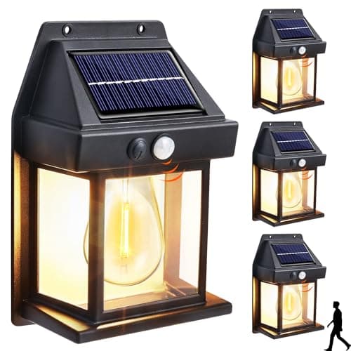 Joomer Solar Wall Lights Outdoor 4PACK, Dusk to Dawn Porch Lights Fixture, Waterproof Exterior Lighting with Clear Panel for Entryway Front Door,...