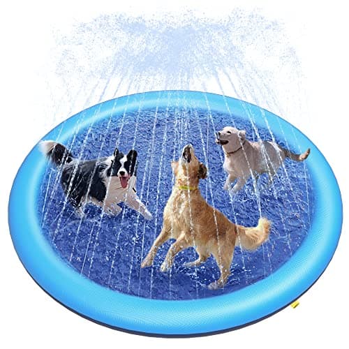 Peteast Splash Pad pour chiens et enfants – Piscine antidérapante pour chiens de grande taille, tapis de jeu d'eau extérieur durable épais de 0,58 mm, jouet d'arrosage d'été pour...