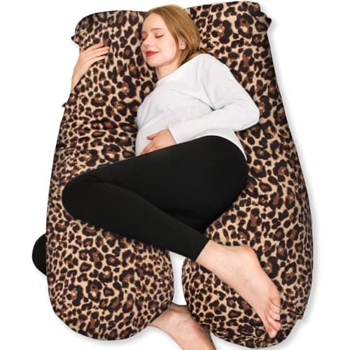 Chilling Home 59 Inch Leopard Print Pregnancy Pillow for Sleeping, Full Body Pillow for Adults, Maternity Pillow for Pregnant Women, Comfort U...