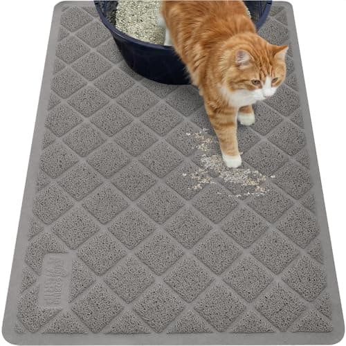 Tapis de récupération de bac à litière pour chat résistant à l'eau GORILLA GRIP 89x58 cm, trappeur de désordre facile à nettoyer, protège les sols, reste en place pour les chats, doux pour...