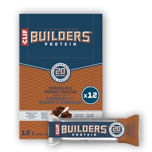CLIF BUILDERS Protein Bars, Chocolate Peanut Butter Flavour, 20g of Protein, Prepared in Canada, Gluten Free, No Artificial Sweeteners, 68 g (Pack...