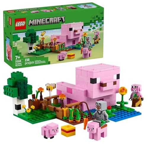 LEGO Minecraft The Baby Pig House Toy Figures and Playset - Building Minecraft Toy for Kids, Boys and Girls, Ages 7+ - with 2 Minifigures for...