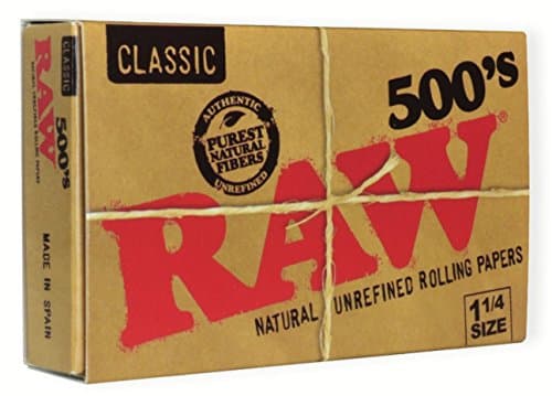 Papier à rouler Raw 500's Classic naturel non raffiné, taille 1 1/4 79 mm
