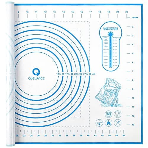 Silicone Pastry Mat with Measurements- 16" x 24" Blue - Extra Large Baking Mat for Fondant/Rolling/Dough/Pie Crust/Pizza and Cookies - Kneading...