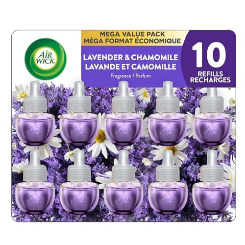 Air Wick Plug in Scented Oil Refills, Lavender and Chamomile, Eco Friendly, Essential Oils, Air Freshener, 0.67 Fl Oz (Pack of 10)