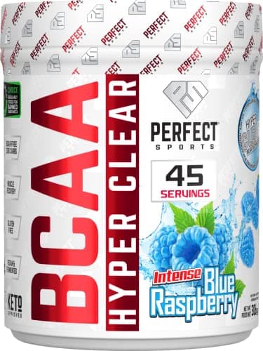 PERFECT Sports BCAA Hyper Clear, 5 g de BCAA végétaliens, SANS sucre, zéro glucides, sans gluten, approuvé par Keto, intra-entraînement, post-entraînement pour l'endurance et...