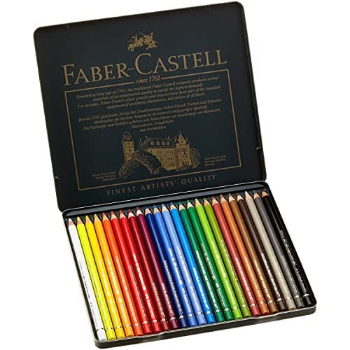 Faber-Castell Lot de 24 crayons de couleur polychromes dans une boîte en métal