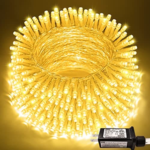 JMEXSUSS 200 LED Christmas Lights Indoor Outdoor, Connectable Warm White Christmas Tree Lights Clear Wire, 66 Ft Twinkle Fairy String Lights Plug...